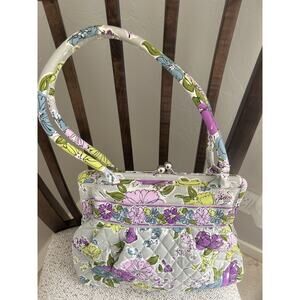 Vera Bradley Eloise Kiss Lock Handbag – Watercolors Floral Quilted Cotton Purse
